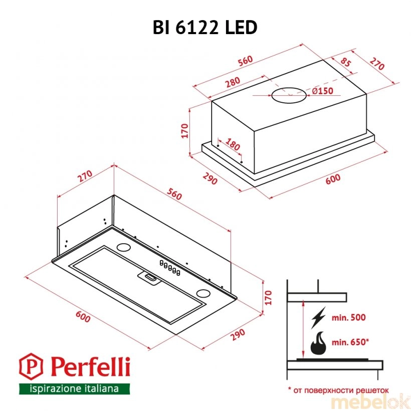 Витяжка Perfelli BI 6122 I LED від фабрики Perfelli (Перфеллі)