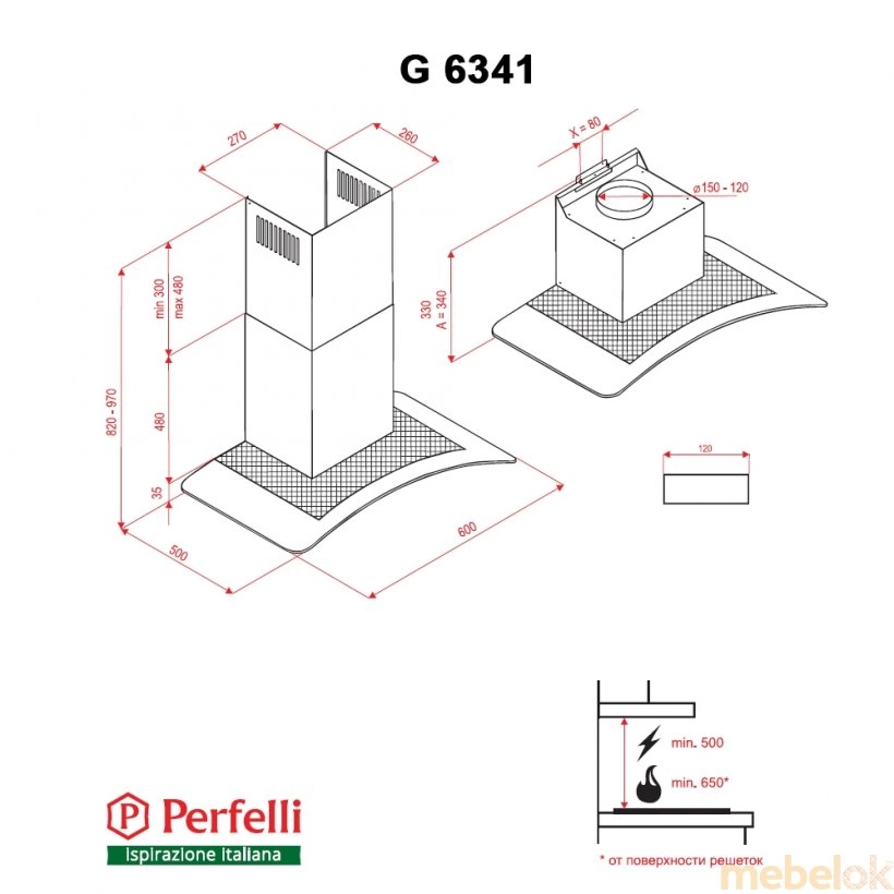 Витяжка Perfelli G 6341 W від фабрики Perfelli (Перфеллі)
