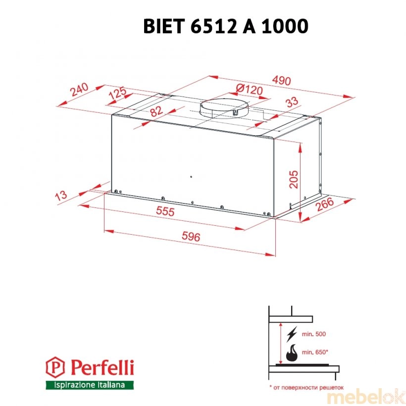 Вытяжка Perfelli BIET 6512 A 1000 BL LED от фабрики Perfelli (Перфелли)
