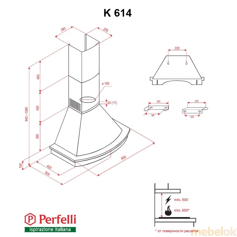 Вытяжка Perfelli K 614 Black Country LED от фабрики Perfelli (Перфелли)