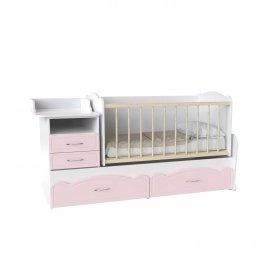 Кровать детская Binky ДС043 3в1 аляска и розовый