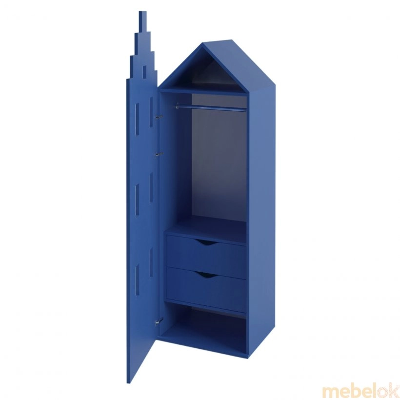 Гардеробный детский шкаф Амстердам с 2 ящиками синий