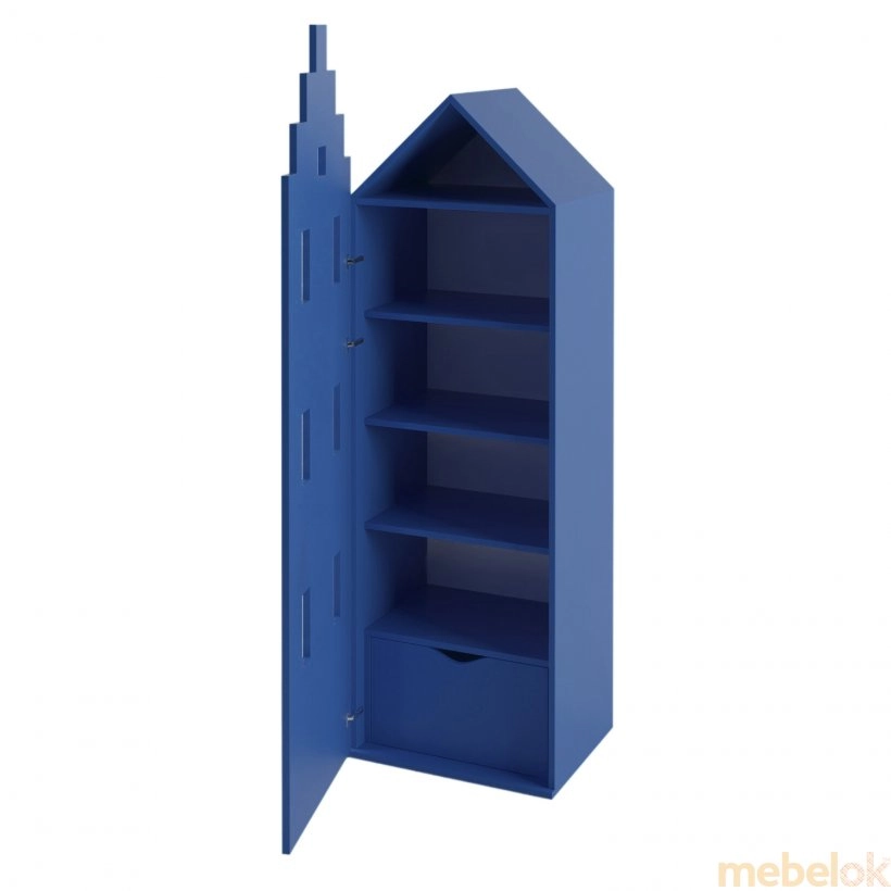 Детский шкаф Амстердам с 3 полками и ящиком синий