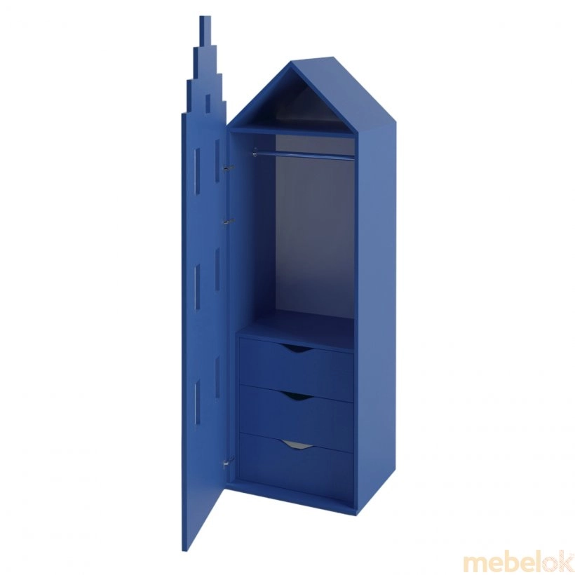 Гардеробный детский шкаф Амстердам с 3 ящиками синий