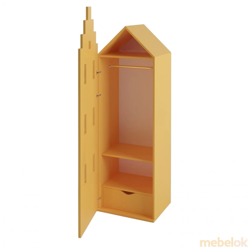 Гардеробный шкаф Амстердам с полкой и ящиком желтый