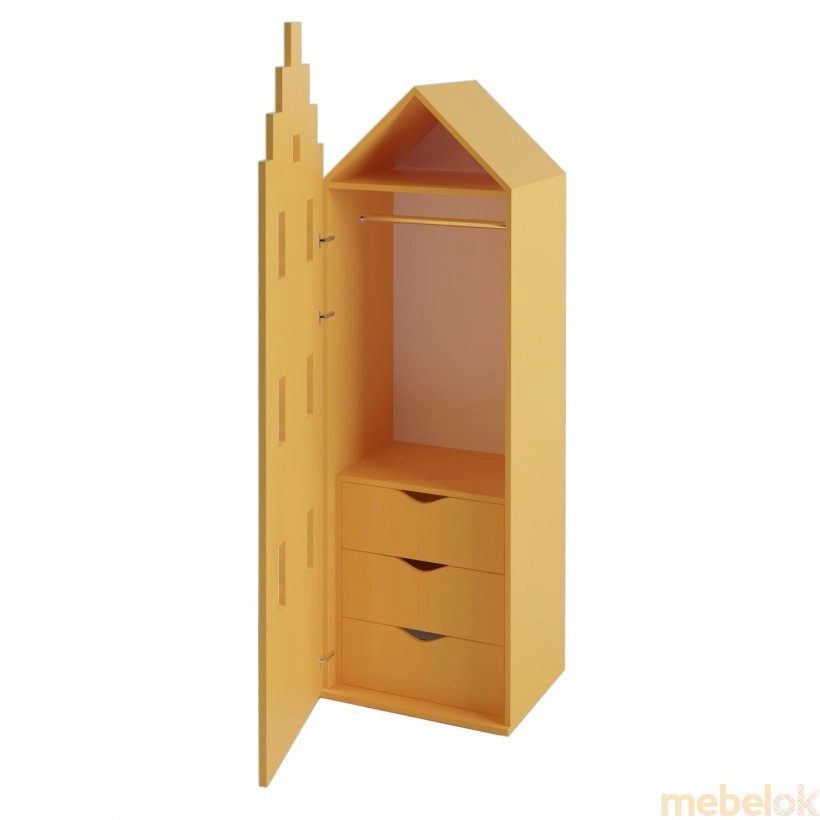 Гардеробный детский шкаф Амстердам с 3 ящиками желтый
