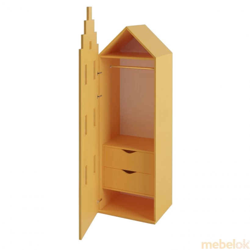 Гардеробный детский шкаф Амстердам с 2 ящиками желтый