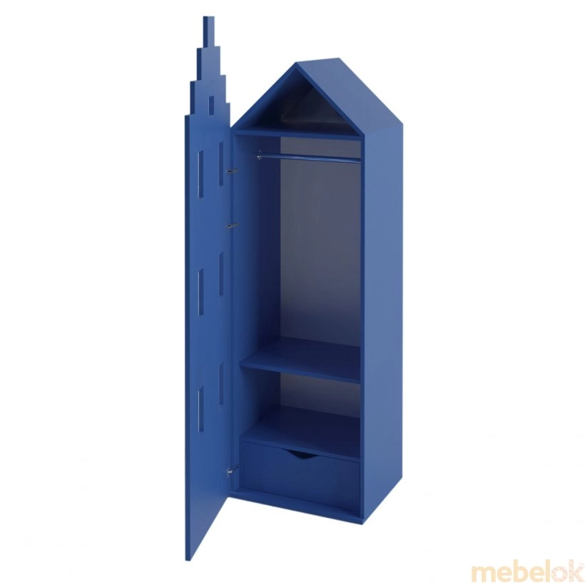 Гардеробный шкаф Амстердам с полкой и ящиком синий