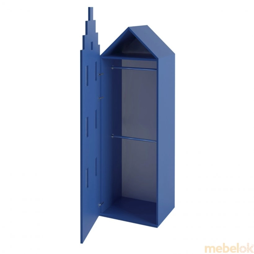 Гардеробный детский шкаф Амстердам с 2 штангами синий