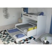Двухъярусная кровать Gautreau с ящиками, столом и дополнительным спальным местом Белый