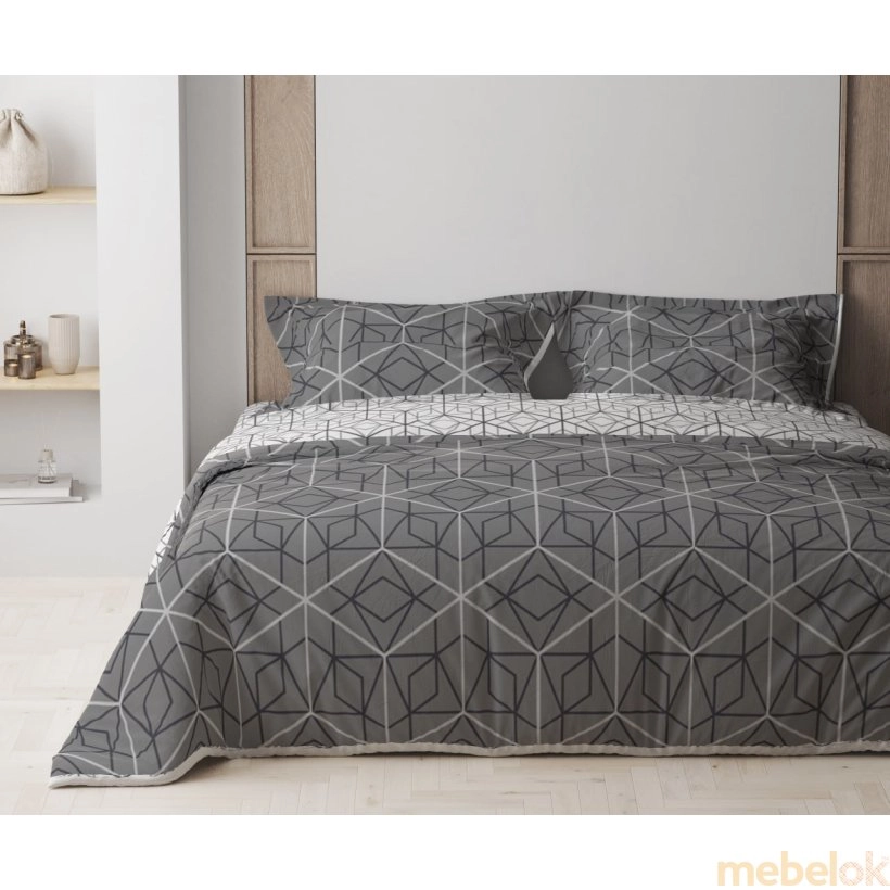 Комплект постельного белья Happy Sleep Quadro Star grey евро 50х70