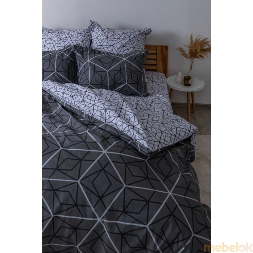Комплект постельного белья Happy Sleep Quadro Star grey евро 50х70 с другого ракурса