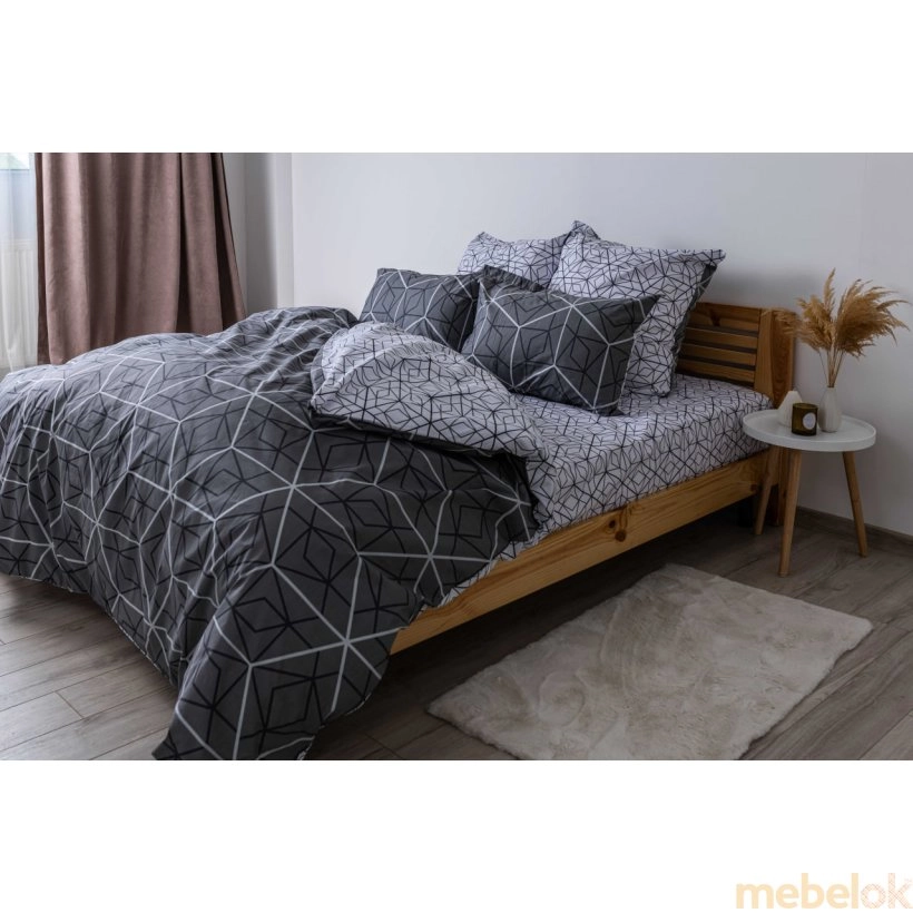 Комплект постельного белья Happy Sleep Quadro Star grey полуторный 50х70 с другого ракурса