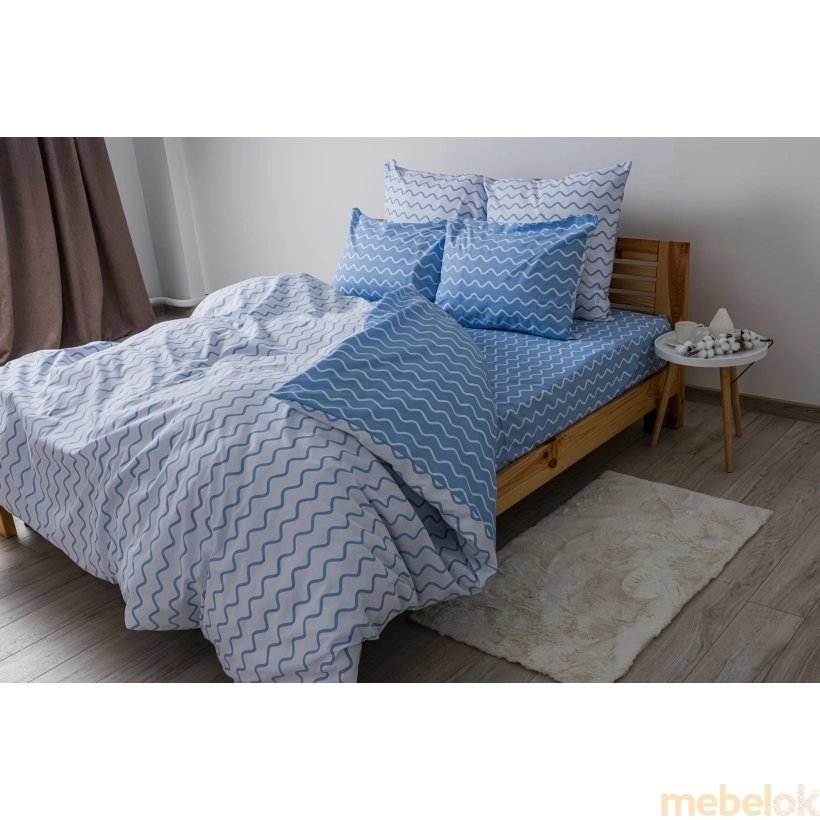 гарнитур постельного белья с видом в обстановке (Комплект постельного белья Happy Sleep Blueberry Dream семейный 50х70)