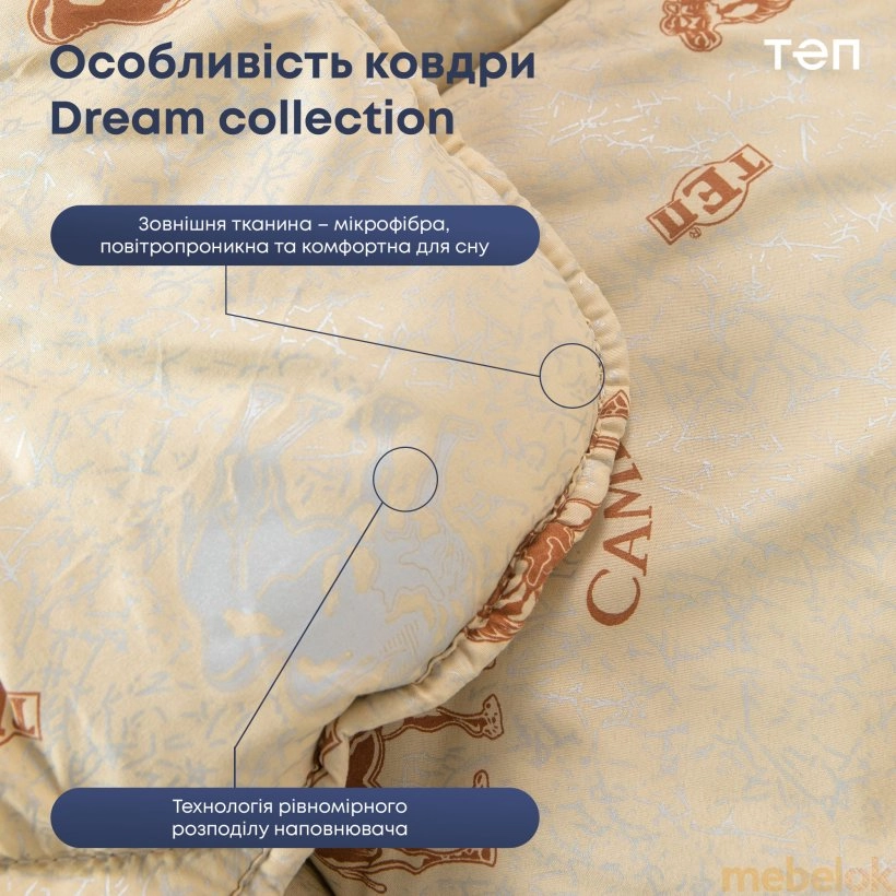 Одеяло DREAM COLLECTION CAMEL 180x210 с другого ракурса