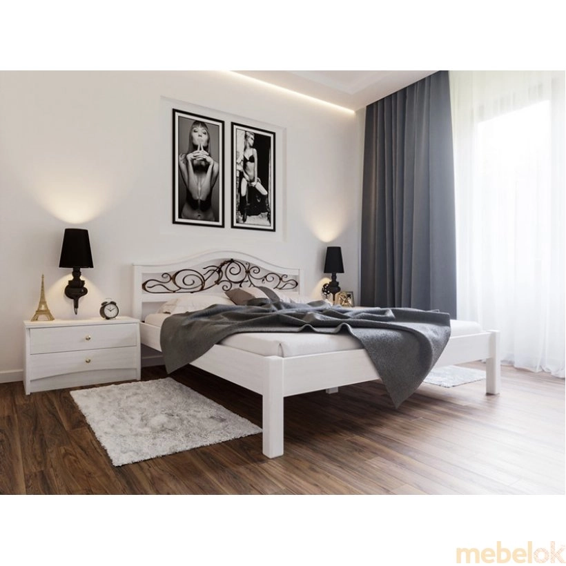ліжко з виглядом в обстановці (Ліжко Італія з ковкою ЧДК 140х190)