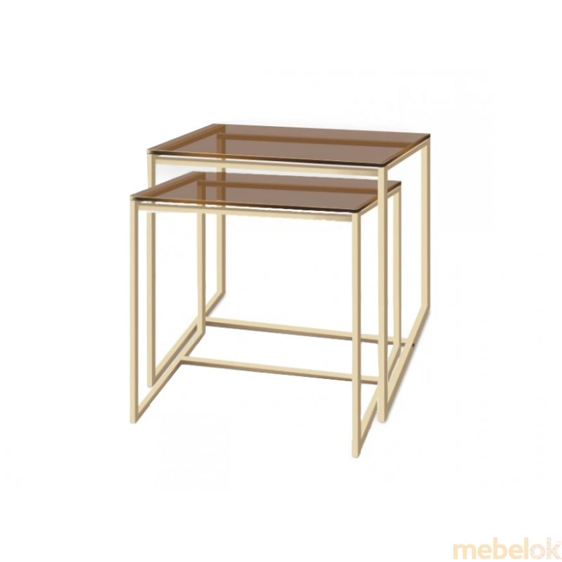 Комплект столів журнальних Куб 400 і Куб 450 Loft Cub bronze8 / beige