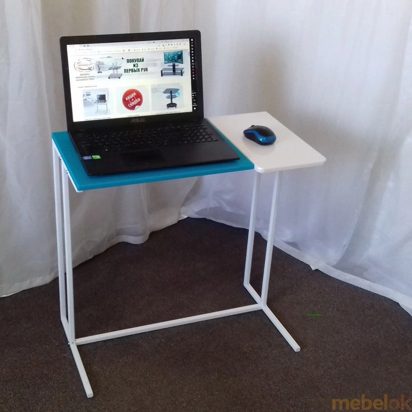 стол с видом в обстановке (Стол приставной для ноутбука Comfort A600 mint/white/white)