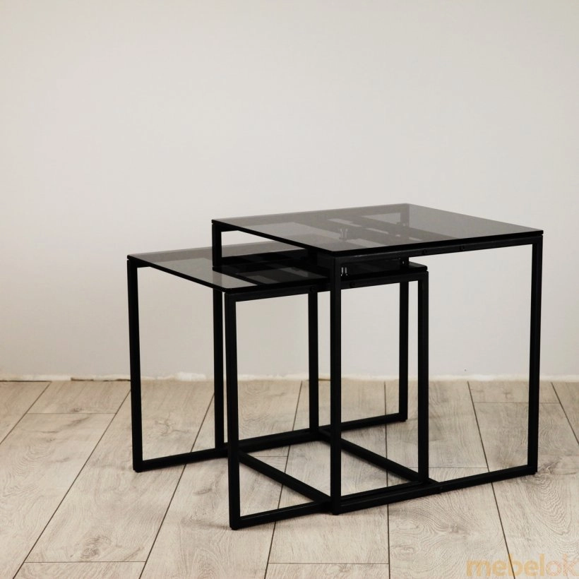 Комплект столов журнальных Куб 400 и Куб 450 Loft Cub Gray8/black с другого ракурса