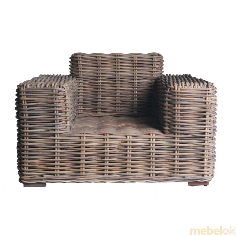 комплект мебели из ротанга с видом в обстановке (Комплект плетеной мебели Бабл (диван и 2 кресла))