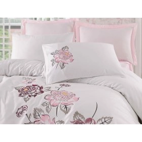 Комплект постельного белья Yasemin бело розовый