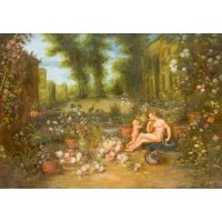Картина Квіти в саду - малюнок на полотні 50x70