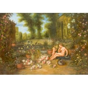 Картина Цветы в саду - рисунок на полотне 50x70