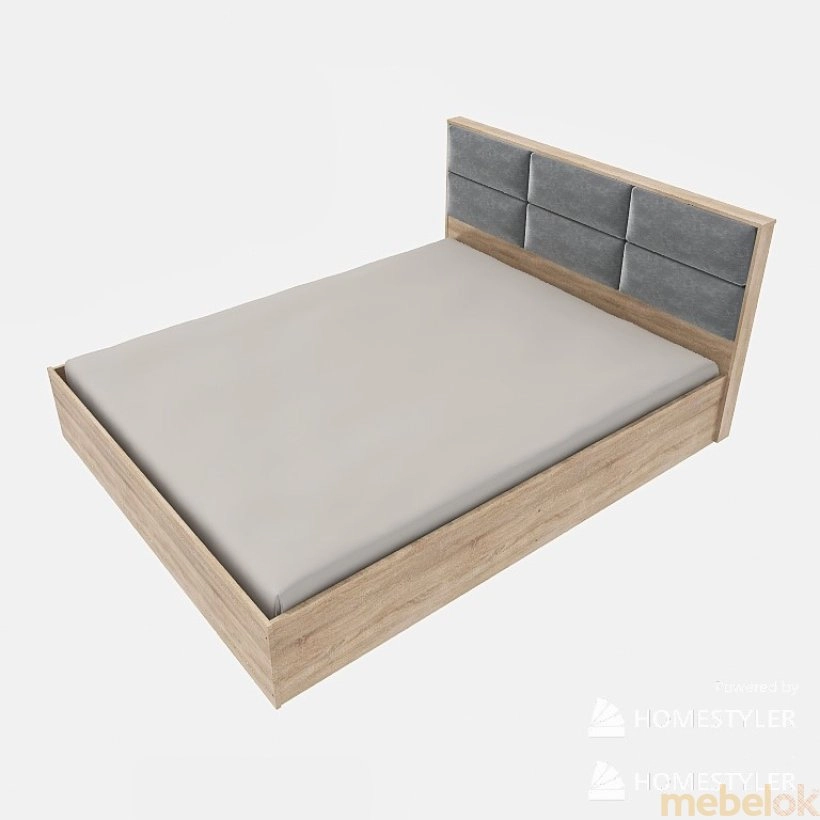Кровать КЛ 1600 Лайт 160х200 с основанием под матрас - Щит ДСП, Дуб сонома с другого ракурса