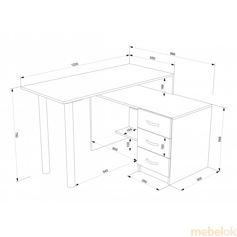 стіл з виглядом в обстановці (Стіл комп'ютерний LED 21)