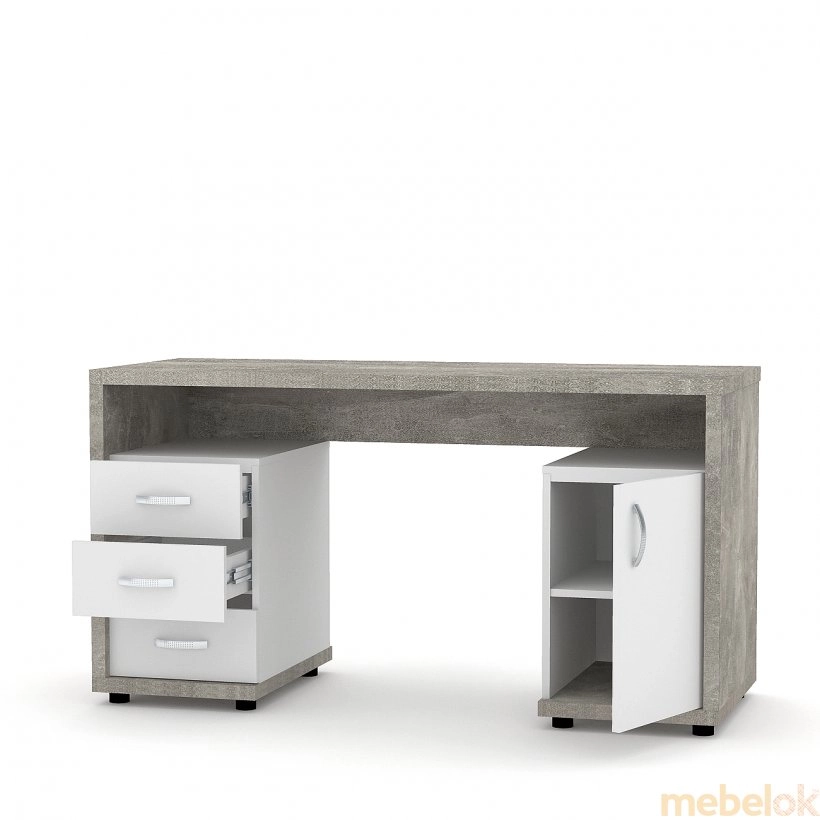 стол с видом в обстановке (Стол компьютерный Мокос 17 бетон/нимфея альба)