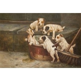Картина Купання щенят - закінчений малюнок 60x90