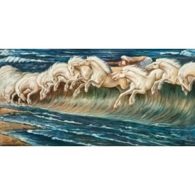 Картина Белогривые лошади - полотно модернизма 35x70