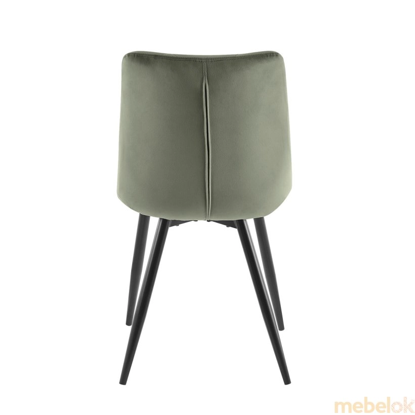 стул с видом в обстановке (Стул SHELL черный каркас/оливковый)