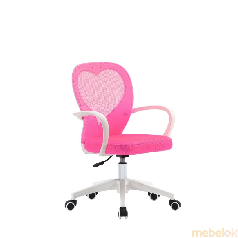 Крісло поворотне STACEY рожевий/білий каркас