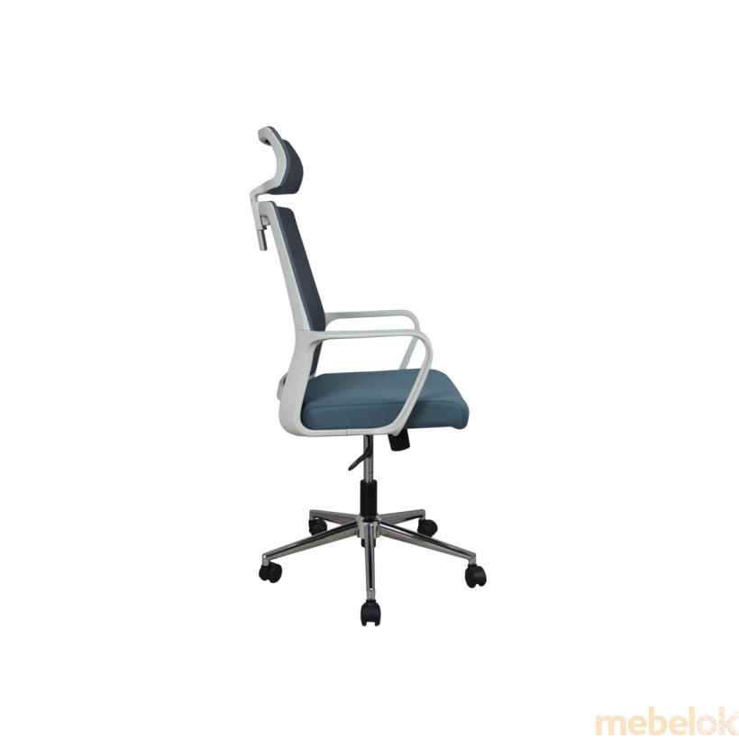 стілець з виглядом в обстановці (Крісло поворотне WIND сірий/сірий/білий каркас)