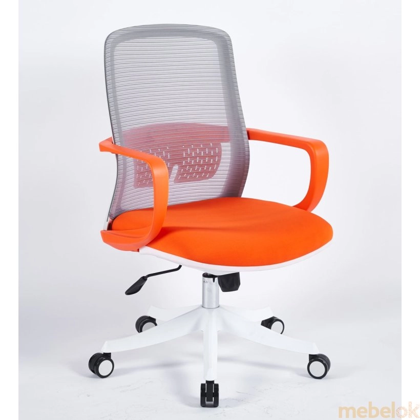 Крісло поворотне FLASH оранжевий - білий каркас