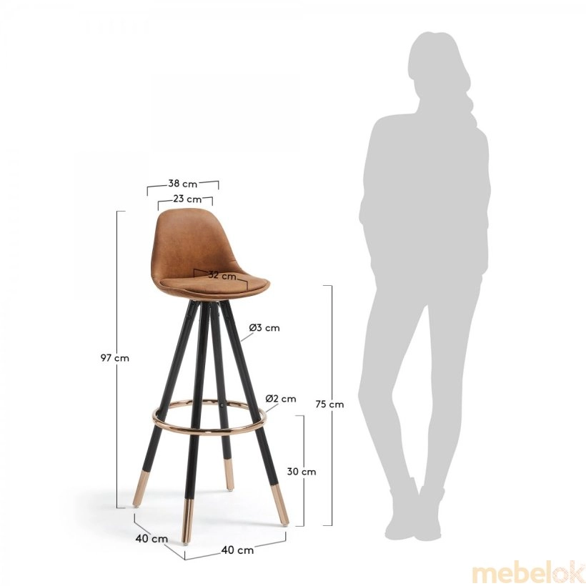 стул с видом в обстановке (Стул барный STAG Светло-коричневый)