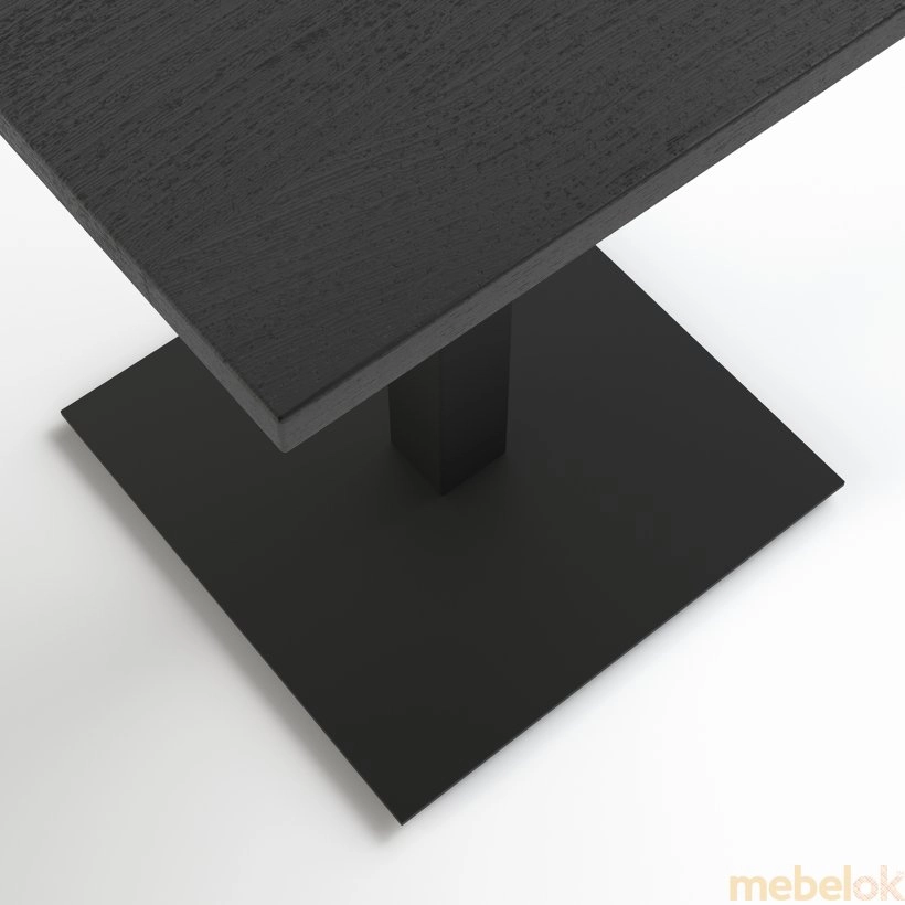 стол с видом в обстановке (Стол Tetra light 60x60 черный металл - черное ДСП)