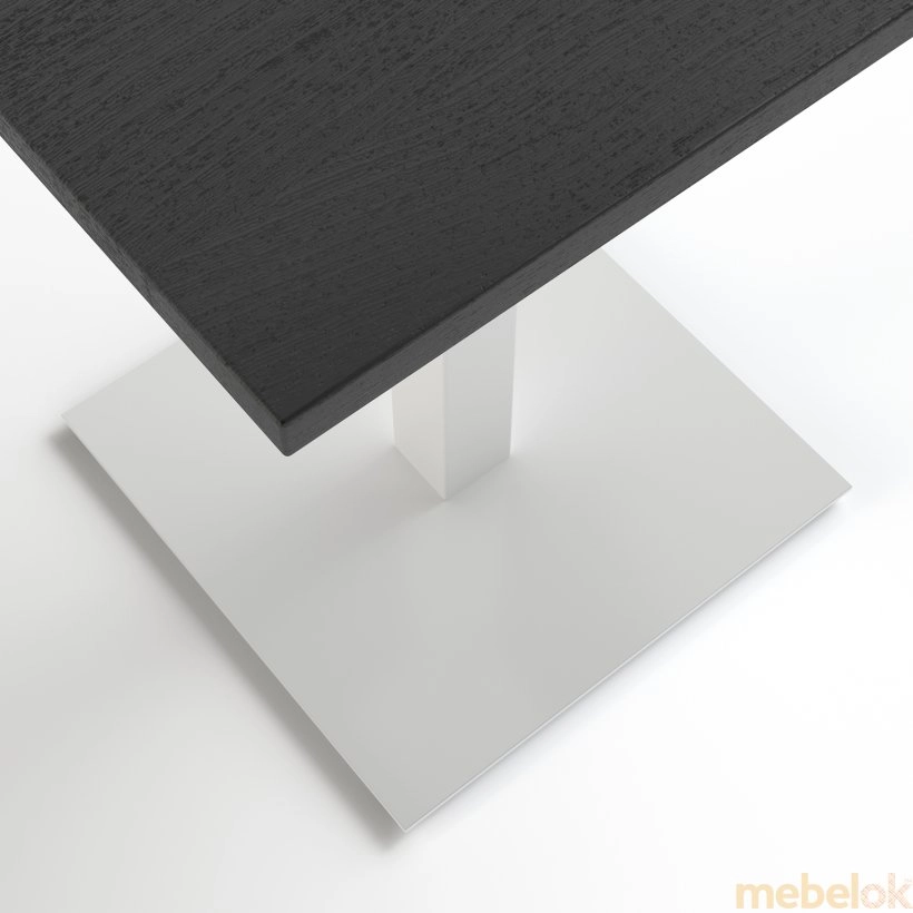 стол с видом в обстановке (Стол Tetra light 60x60 белый металл - черное ДСП)