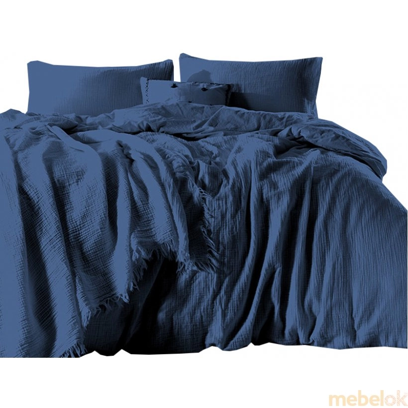 Комплект постельного белья Muslin евро Dark Blue