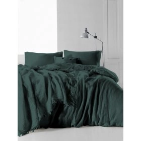 Комплект постельного белья Muslin Dark Green евро