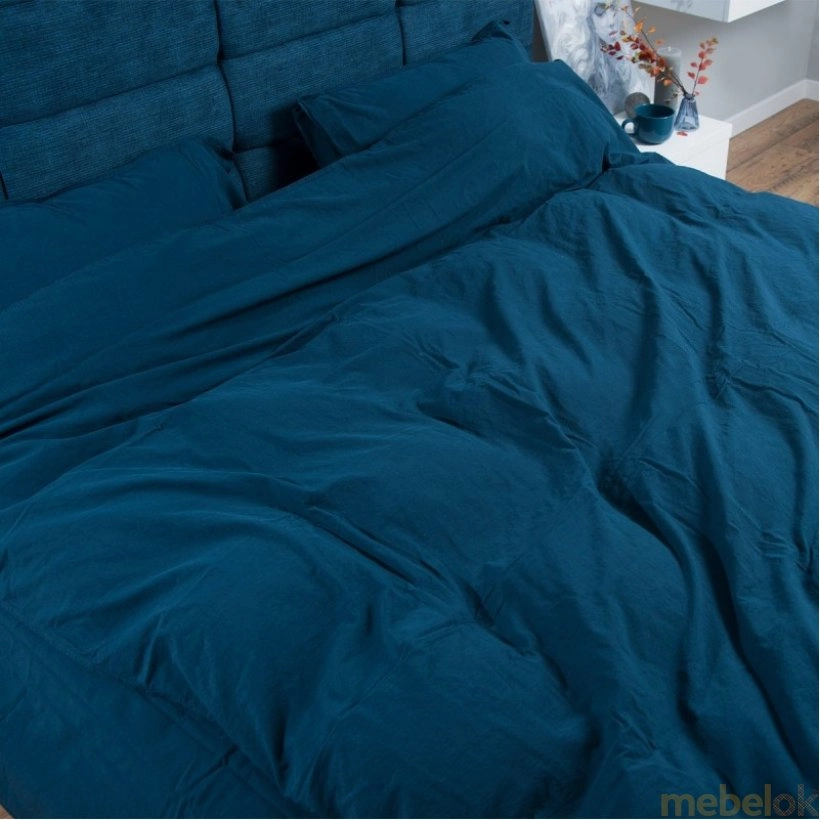 Комплект постельного белья Stonewash Adriatic полуторный синий от фабрики Магия Текстиля