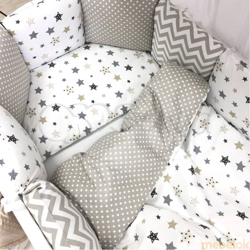 Спальный комплект Baby Design Stars серый с другого ракурса