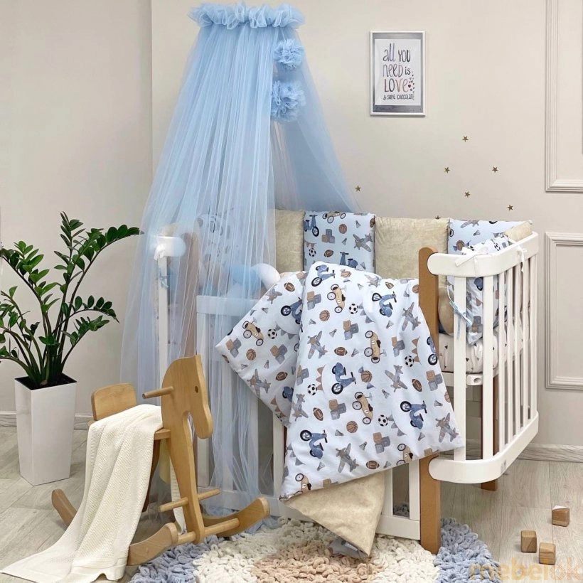 Комплект для детской кроватки Happy night Ретро-машинки голубые