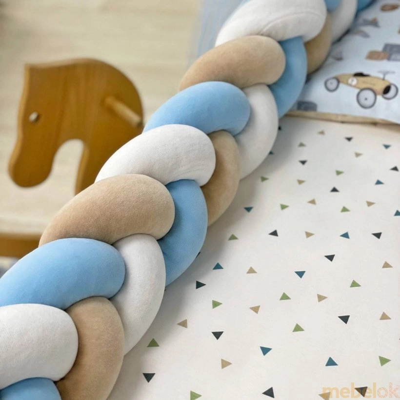 Комплект для детской кроватки Happy night Ретро-машинки голубые с другого ракурса