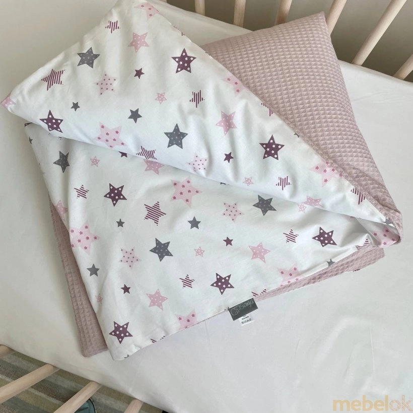 плед с видом в обстановке (Плед-конверт с одеялом Baby Dream Stars розовый)