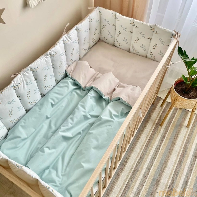 Комплект для ліжечка Baby Dream Гілочки котики м'ята з іншого ракурсу
