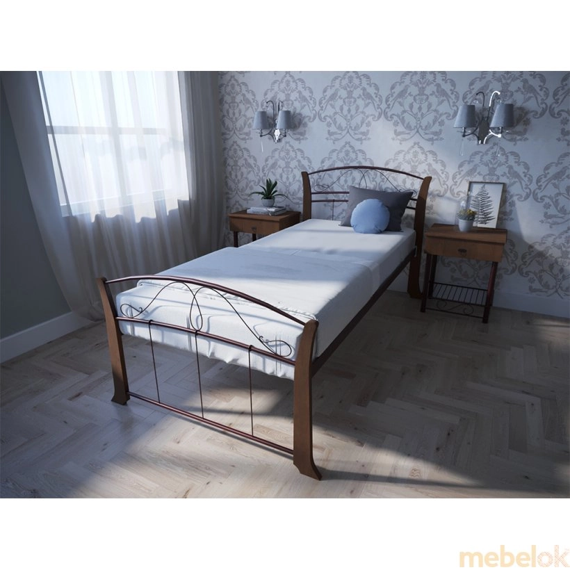 кровать с видом в обстановке (Кровать Селена Вуд 90х200)