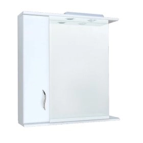 Шкаф с зеркалом 55 со светильником, волна белый