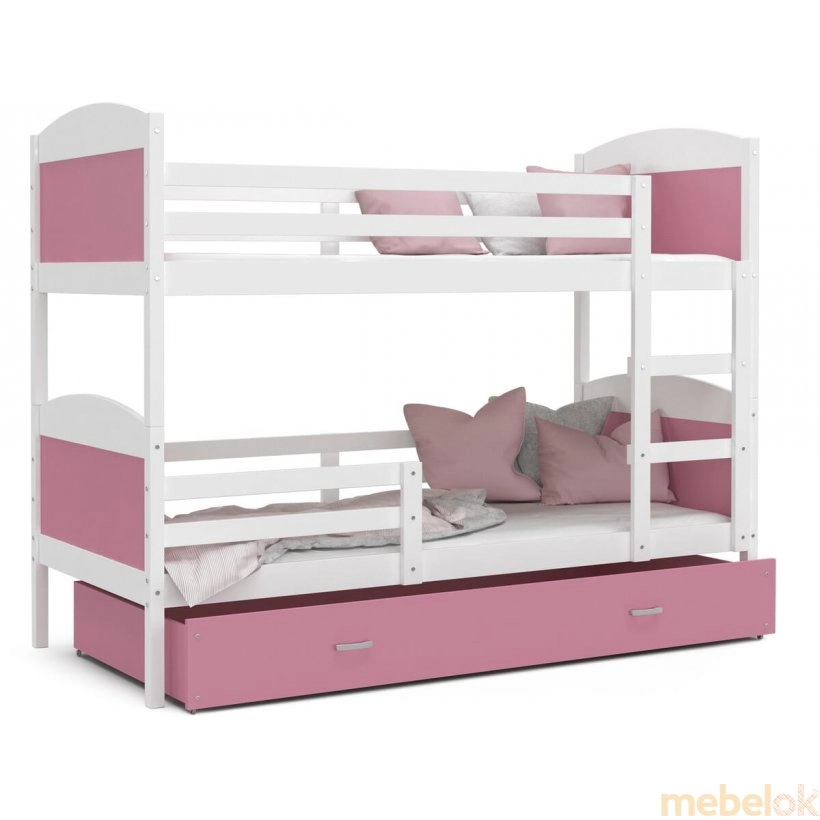 Кровать двухъярусная Mateusz 80x160 белый - pозовый